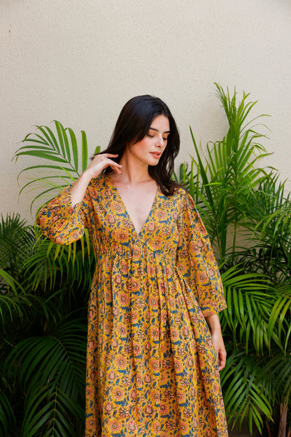 Paloma Dress Saffron Earth