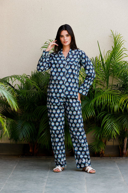Luna PJ Set Indigo Floret