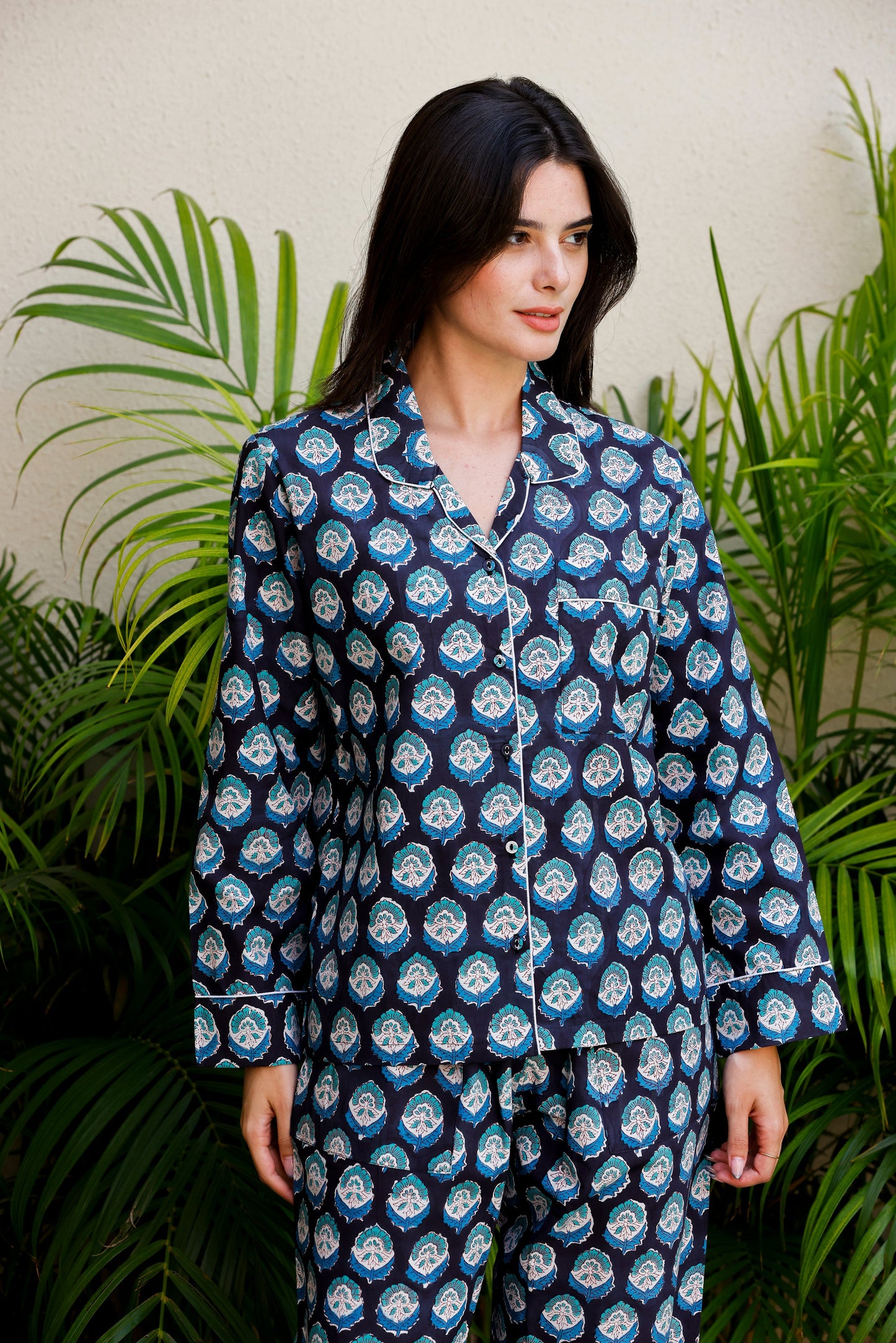 Luna PJ Set Indigo Floret