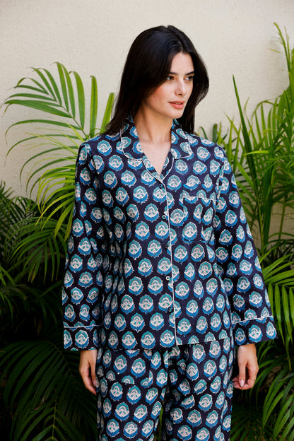 Luna PJ Set Indigo Floret