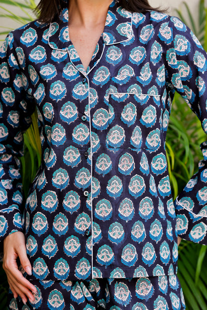 Luna PJ Set Indigo Floret