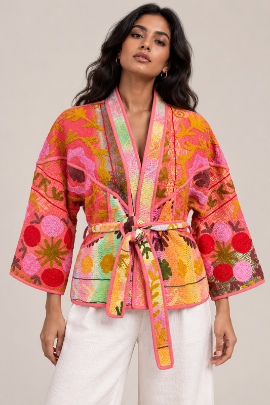 The Pink Fiesta Kantha Jacket - One of One