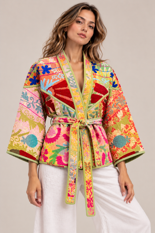 The Color Pop Kantha Jacket - One of One