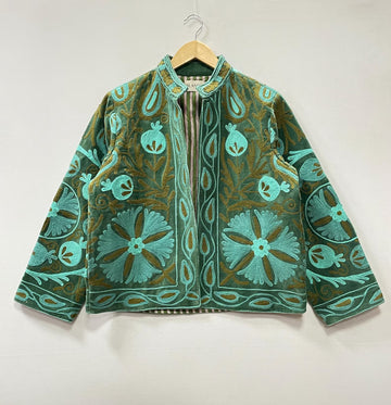 Cotton Velvet Suzani Embroidery Jacket