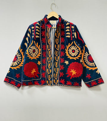 Cotton Velvet Suzani Embroidery Jacket